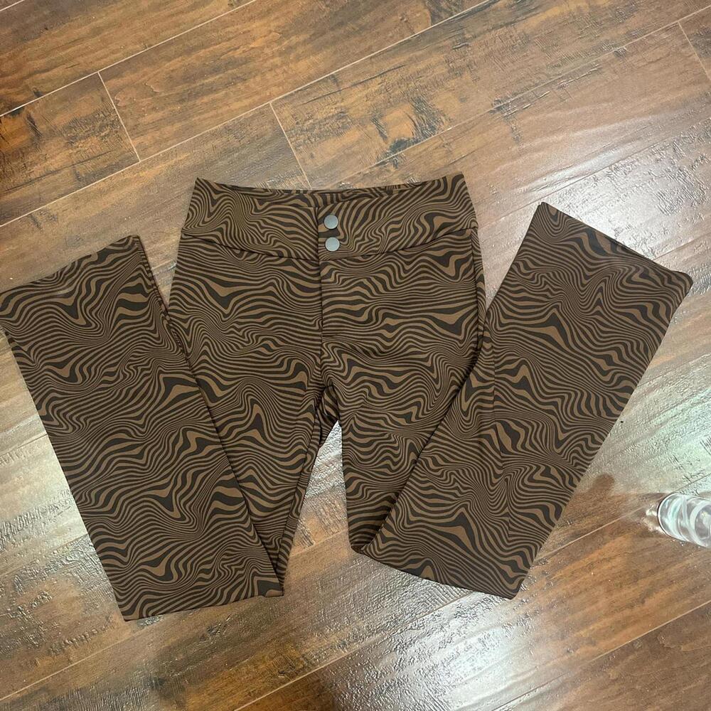HM Brown & Black Striped Flare Pants